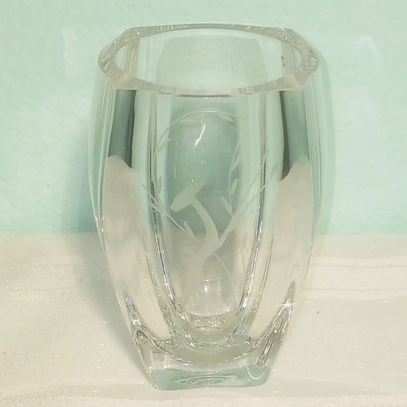 Vintage Edenfalk Skruf Swedish Made Vase with Etched Deer - Picture 1 of 4